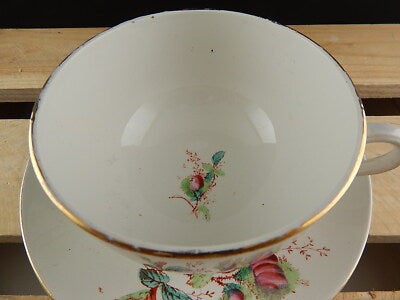 ANTICA ARTE POVERA SCODELLA TAZZA+PIATTO1800 CERAMICA SARREGUEMINES FLOREALE