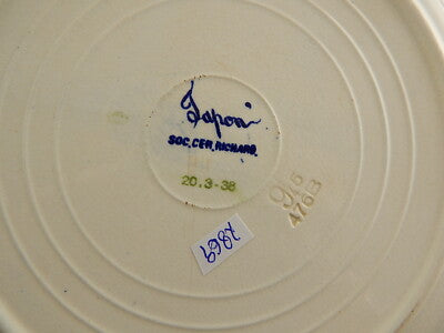 ANTICO 1938 RARO PIATTO CERAMICA RICHARD MILANO DECORO JAPON BIANCO BLU
