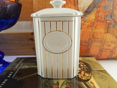 ANTICO ART DECO BARATTOLO CUCINA SOCIETÀ CERAMICA ITALIANA LAVENO BIANCO ORO