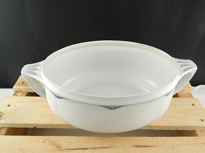 ANTICA ART DECO ZUPPIERA CENTROTAVOLA PORCELLANA BIANCA BLU CHODAU BOHEMIA