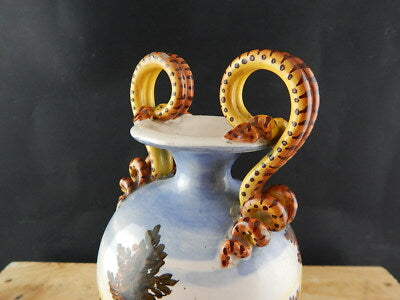 ANTICO PREZIOSO VASO CERAMICA MAIOLICA DIPINTO A MANO LA COLONNATA S.FIORENTINO