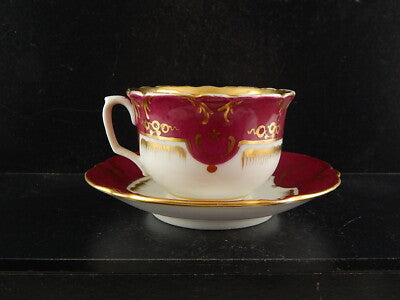 ANTICA RARA TAZZA PIATTINO PORCELLANA PARIGI PRIMO 800 BIANCO PORPORA ORO #7213