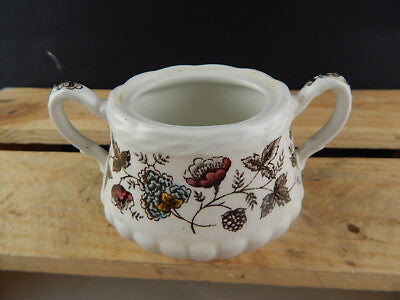 ANTICA ZUCCHERIERA CERAMICA OLD CHELSEA GRINDLEY STAMPA A MANO IL GELSO LE MORE