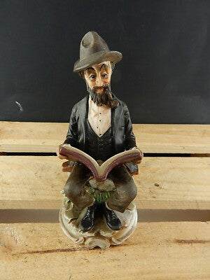 ANTICA STATUINA CERAMICA MARCHIO CAPODIMONTE N BLU CORONATA