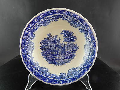 VINTAGE PIATTO FONDO CERAMICA N.I.C.E MONDOVI' BIANCO BLU COLLEZIONE SHABBY CHIC