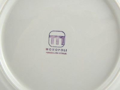 VINTAGE PIATTO PORCELLANA BIANCA PROFILO ORO MANIFATTURA ITALIANA MONOPOLI