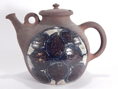 VINTAGE BOLLITORE TEIERA CERAMICA TERRACOTTA HAND-MADE FAIENCE TEA POT KETTLE