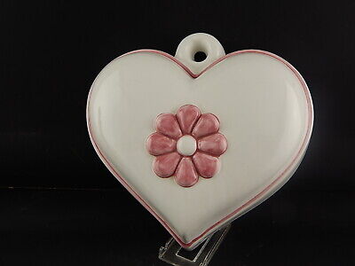 VINTAGE RARA FORMELLA CERAMICA DESIGNER LENE THUN CUORE ROSA VECCHIA THUN