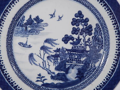 ANTICO PIATTO DI PORCELLANA DECORO WILLOW PORCELAIN PLATE PRIMI ANNI DEL 1800