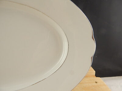 ANTICO ART DECO VERBANO LAVENO PIATTO OVALE VASSOIO PORCELLANA DECORO ARGENTO #