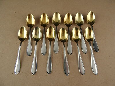 12 ANTICHI ART DECO PREZIOSI ORIGINALI CUCCHIAINI ARGENTO VERMEIL PUNZONE 800
