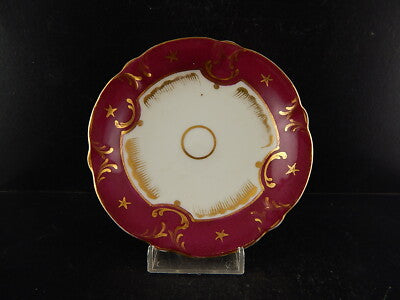 ANTICA PREZIOSA TAZZA E PIATTINO PORCELLANA PARIGI PRIMO 1800 BIANCO PORPORA ORO