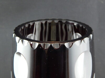 ANTICO PREZIOSO IMPORTANTE VASO CRISTALLO ART DECO BOEMIA MOLATO INCISO