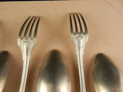 SET 3 FORCHETTE 3 CUCCHIAI ANTICHI ALPACCA ARGENTONE BERENDORF MILANO FINE 800