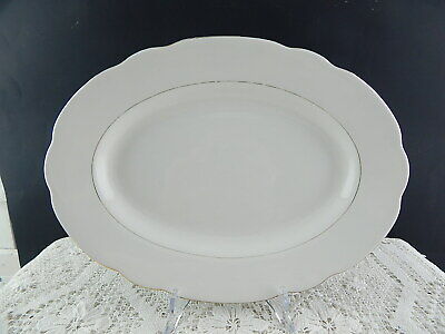 ANTICA RAVIERA VASSOIO PIATTO OVALE CERAMICA BIANCA PROFILO ORO LAVENO REVELLI