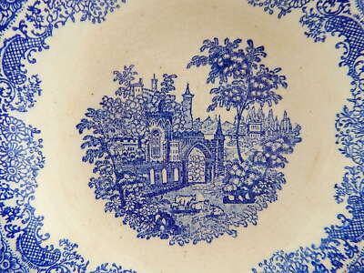 VINTAGE PIATTO FONDO CERAMICA N.I.C.E MONDOVI' BIANCO BLU COLLEZIONE SHABBY CHIC