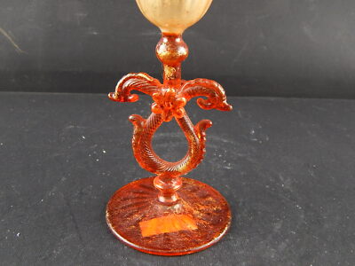 VINTAGE TIPETTO DEL DOGE CALICE MURANO VETRO SOFFIATO ARTISTICO COLLEZIONE #8559