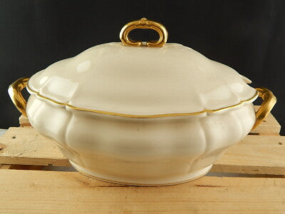 ANTICA ART DECO ZUPPIERA CENTROTAVOLA CERAMICA DECORO ORO VILLEROY&BOCH METTLACH