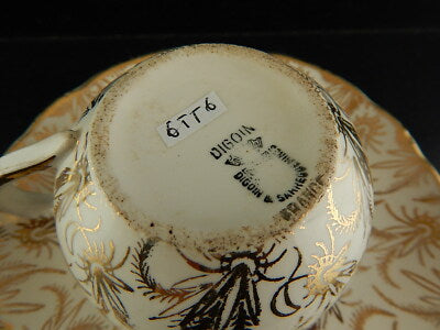 ANTICA RARA TAZZA SARREGUEMINES DIGOIN 1920 CERAMICA BIANCA ORO ZECCHINO #6556
