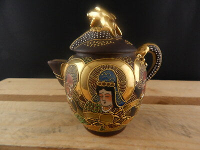 ANTIQUARIATO ORIENTALE 1920 CERAMICA GIAPPONE SATSUMA SHIMAZU CREST TEIERA