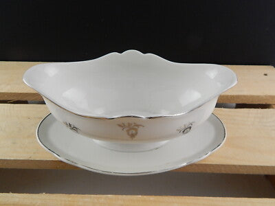 ANTICA ART DECO SALSIERA PORCELLANA DECORO ARGENTO VERBANO LAVENO 1935 ANDLOVITZ