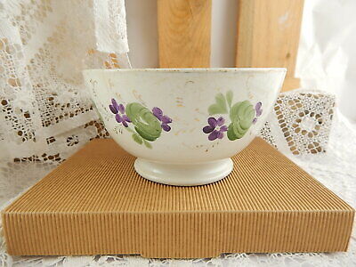 ANTICA SCODELLA ART NOUVEAU FINE 800 CERAMICA LOMBARDA ELEFANTINO VIOLE PENSIERO