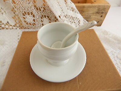 ANTICA SALSIERA MOSTARDIERA CERAMICA RICHARD MILANO FINE 1800 CON MESTOLINO