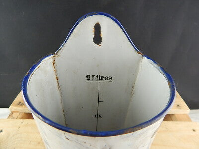 ANTICO CONTENITORE GRADUATO PARETE LATTA METALLO SMALTATO SHABBY CHIC