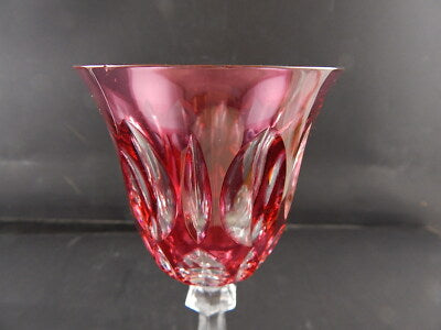PREZIOSO ANTICO BICCHIERE CALICE CRISTALLO BOEMIA MOLATO ROSSO RUBINO