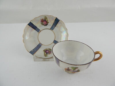 ANTICA RARA VECCHIA PARIGI TAZZINA+PIATTO PORCELLANA SCENA GALANTE VIEUX PARIS