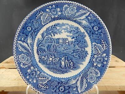 ANTICO PIATTO CERAMICA WOOD&SONS BURSLEM ENOCH1784RALPH1750 WOODLAND BLU