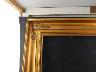 ANTICA IMPORTANTE CORNICE IMPERO IN LEGNO DORATA BRUNITA FREGI IN PASTIGLIA