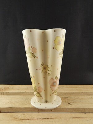 ANTICO VASO QUATTRO COLONNE CERAMICA LENCI TORINO 1930 DECORO FLOREALE POLICROMO