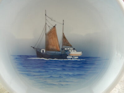 VINTAGE LYNGBY ROYAL CROWN COPENHAGEN CENTROTAVOLA PORCELLANA PIATTO MARINA 1940