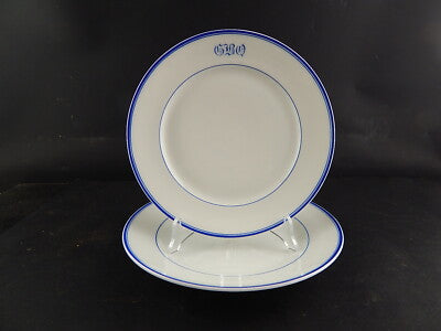 ANTICO SERVIZIO 12 PIATTI PORCELLANA DI PARIGI PROFILI BLU FINE 800 MONOGRAMMA