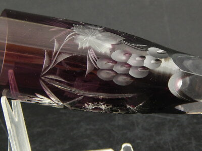 PREZIOSO ANTICO BOEMIA BICCHIERE CALICE FLUTE CRISTALLO MOLATO E TAGLIATO VIOLA