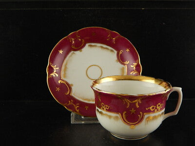 ANTICA RARA TAZZA PIATTINO PORCELLANA PARIGI PRIMO 800 BIANCO PORPORA ORO #7213