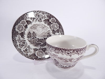 VINTAGE ENOCH WEDGWOOD TUNSTALL LTD. "LOCHS OF SCOTLAND" SET TE' PORCELLANA