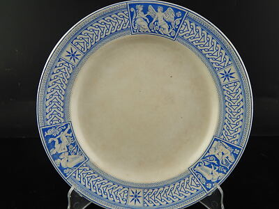 ANTICO RARO PIATTO CERAMICA POTTERY WEDGWOOD ETRUSCAN META' 800 BIANCO BLU