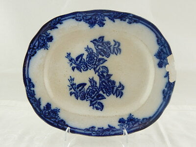 ANTICA RAVIERA VASSOIO CERAMICA RICHARD FINE 1800 AURORA FLOW BLUE DA RESTAURARE