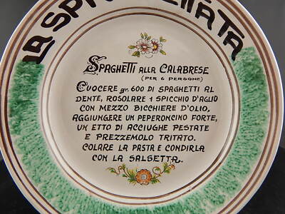 VINTAGE PIATTO ARTISTI DELLA CERAMICA SPAGHETTATA DIPINTO MANO CAVA TIRRENI