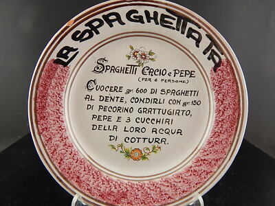 VINTAGE PIATTO ARTISTI DELLA CERAMICA SPAGHETTATA DIPINTO A MANO CAVA TIRRENI