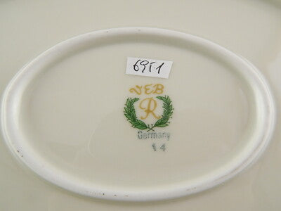 RETRO ROCAILLE VEB REICHENBACH PIATTO PORTATA VASSOIO PORCELLANA BIANCO ORO