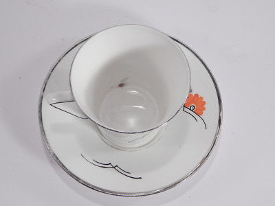 VINTAGE MID-CENTURY 6 SET TAZZA E PIATTINO PORCELLANA INGLESE C.W.S. WINDSOR