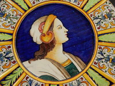 VINTAGE PIATTO PARATA MAIOLICA VINCENZINA CERAMICA A LUSTRO GUALDO TADINO CM.37