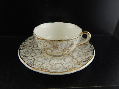 ANTICA RARA TAZZA SARREGUEMINES DIGOIN 1920 CERAMICA BIANCA ORO ZECCHINO #6557
