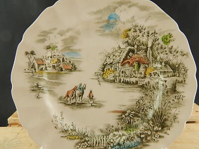 VINTAGE PIATTO SEMI PORCELLANA JOHNSON BROS DECORO HAPPY ENGLAND STAMPA MANO