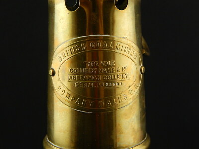 VINTAGE LAMPADA OTTONE PARAFFINA MINATORE ABERAMA COLLIERY BRITISH COAL MINING