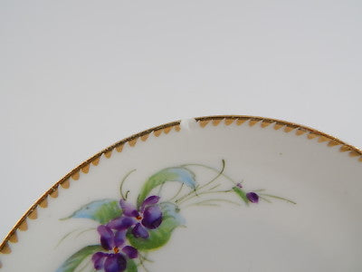 ANTICO MIX&MATCH PORCELLANA TAZZA LAVENO PIATTO DIPINTO MANO VIOLE BING&GRONDAHL