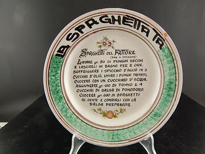 VINTAGE PIATTO ARTISTI DELLA CERAMICA SPAGHETTATA DIPINTO MANO CAVA TIRRENI #